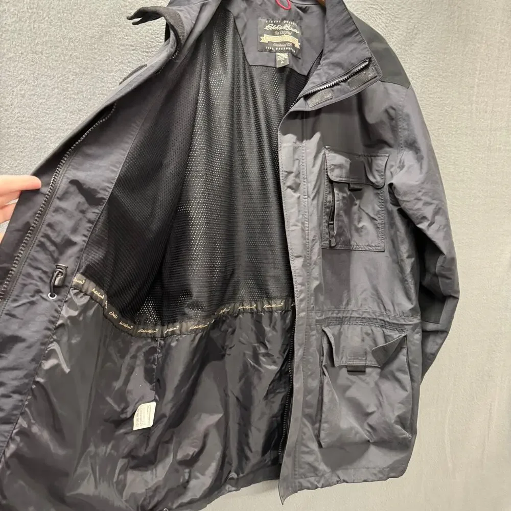 Eddie Bauer WeatherEdge Jacket Mens XLT Gray Full Zip Nylon Outdoor + Pockets‎